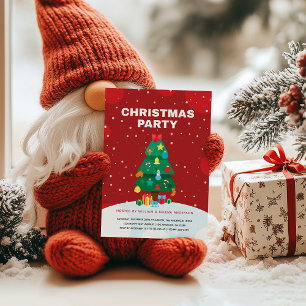 Festive Christmas Party With Holiday Tree Invitation