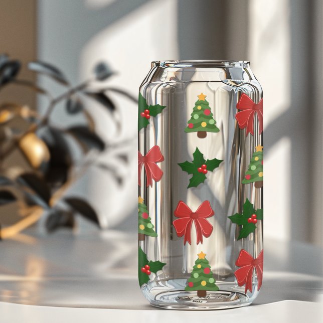 Festive Christmas Pattern Can Glass (Creator Uploaded)
