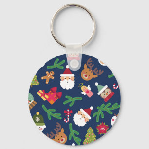 Festive Christmas pattern, holiday design. Key Ring