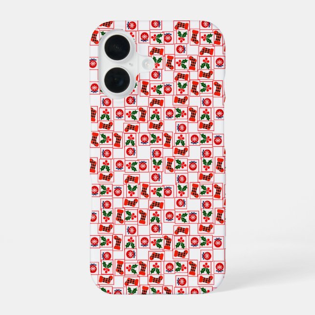 Festive Christmas pattern  iPhone 16 Case (Back)