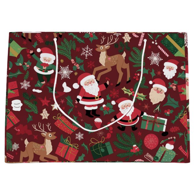 Festive Christmas Pattern Large Gift Bag (Front)