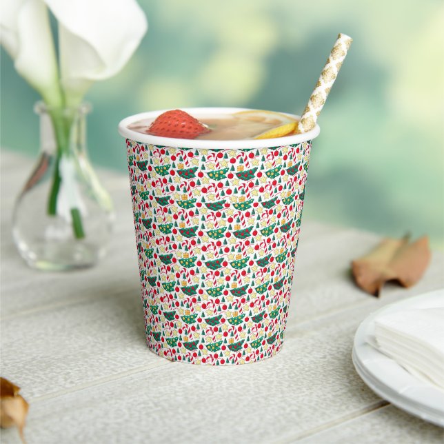 Festive Christmas Pattern Paper Cup (Insitu)