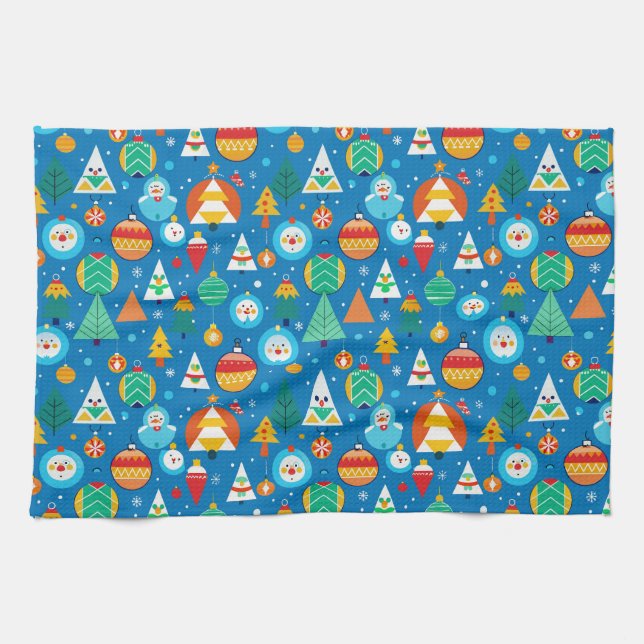 Festive Christmas Pattern Tea Towel (Horizontal)