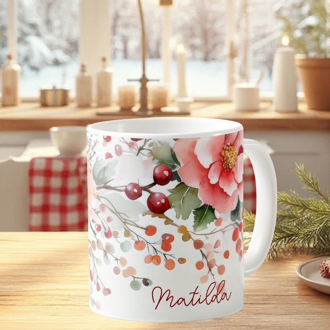 Festive Christmas Pattern with Baubles and Flowers Coffee Mug (Creator Uploaded)