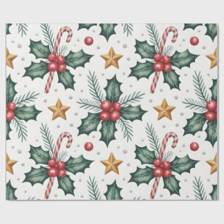 Festive Christmas Pattern with Gifts & Ornaments Wrapping Paper