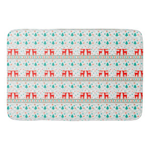 Festive Christmas Pattern with Reindeer Bath Mat
