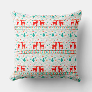Festive Christmas Pattern with Reindeer Cushion