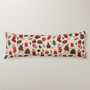 Festive Christmas Pattern with Stockings Body Cushion