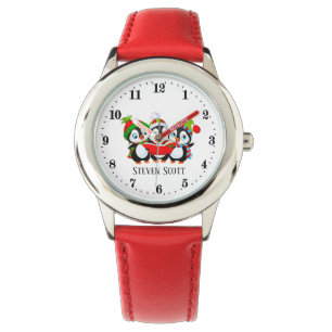 festive Christmas penguin add name kids Watch