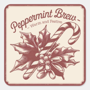 Festive Christmas peppermint brew Square Sticker