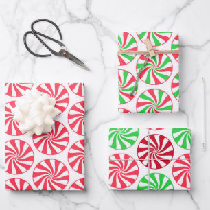 Festive Christmas peppermint pattern Wrapping Paper Sheet