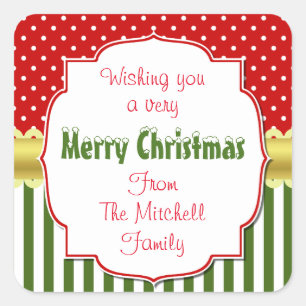 Festive Christmas Personalised Square Sticker