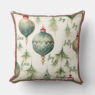Festive Christmas pillow with baubles & pinetrees