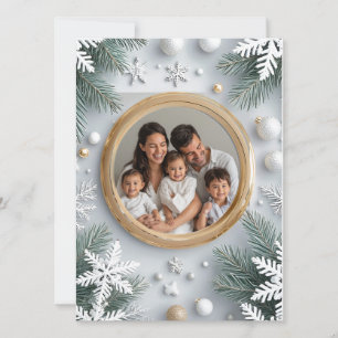 📷 Festive Christmas Pine Border Custom Photo Card