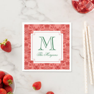 Festive Christmas Pineapple Ornaments Monogram Napkin
