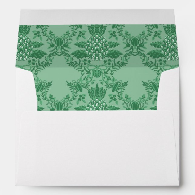 Festive Christmas Pineapple Ornaments Pattern Envelope (Back (Bottom))