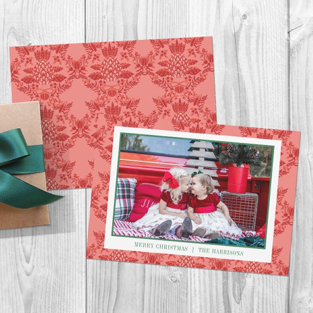 Festive Christmas Pineapple Ornaments Photo Holiday Card (Creator Uploaded)