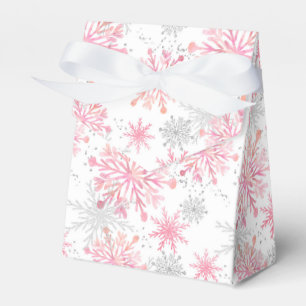 Festive Christmas pink snowflake gray party Favour Box