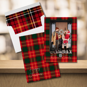 Festive Christmas Plaid Photo  Holiday Card