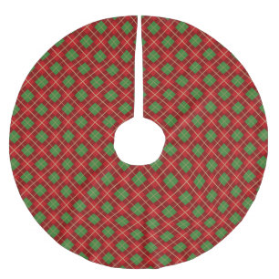 Festive Christmas Plaid Red And Green Chequered Brushed Polyester Tree Skirt