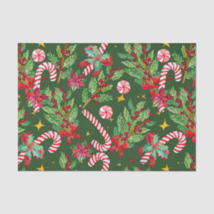 Festive Christmas Poinsettia, Holly Berry, Candy Tissue Paper