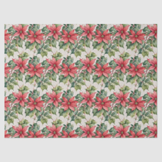 Festive Christmas Poinsettia in Watercolor Tissue Paper