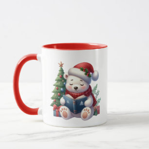 Festive Christmas polar bear add monogram Mug