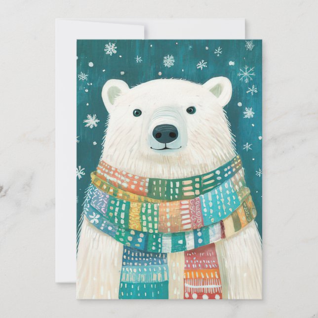 Festive Christmas Polar Bear Greeting Card (Front)
