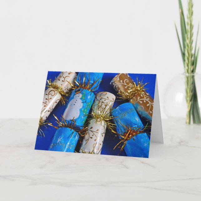 Festive christmas popper print greeting card (Front)