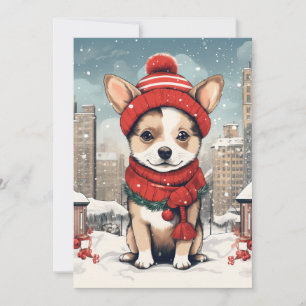 Festive Christmas Postcard with Adorable Dog