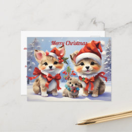 Festive Christmas Puppies Holiday Postcard