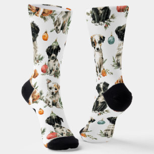 Festive Christmas Puppy Socks for Family