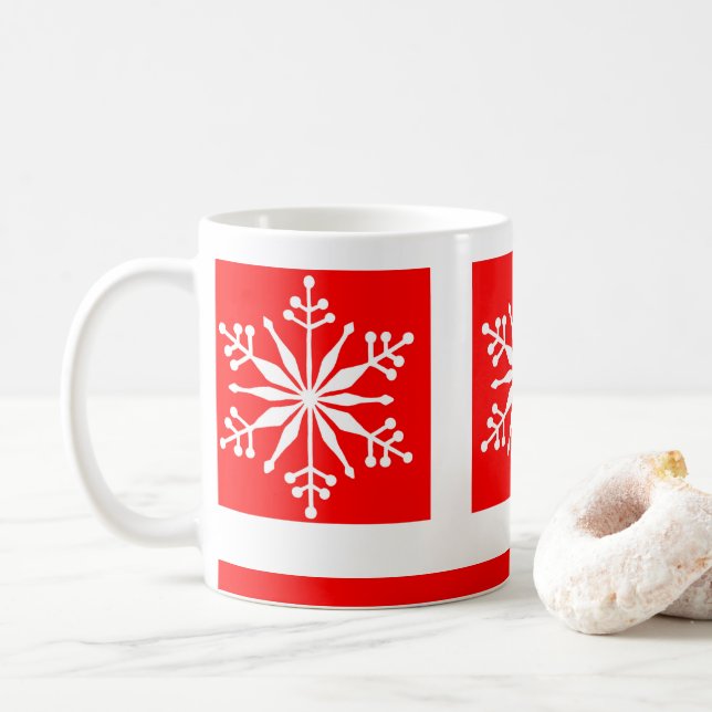 Festive Christmas Red and White Festive Mug (With Donut)