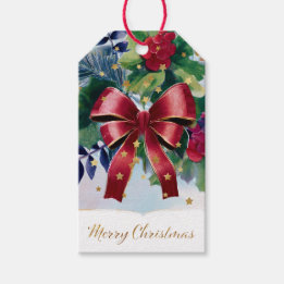 Festive Christmas Red Bow & Ribbon Holiday Gift Tags