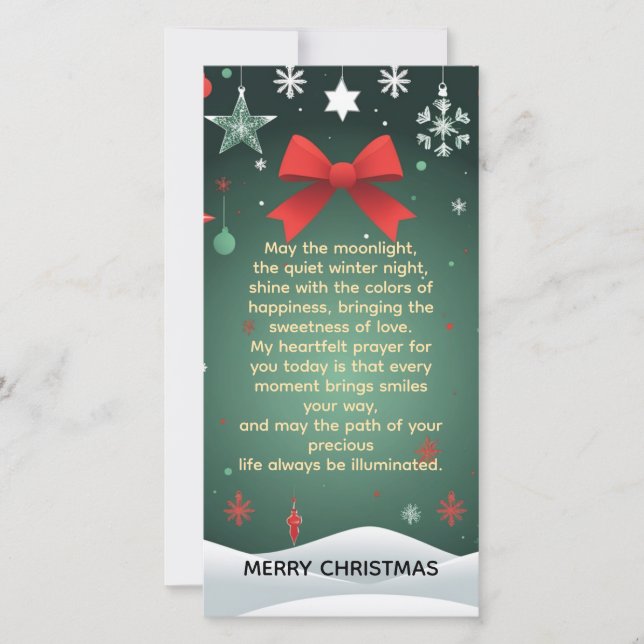 Festive Christmas Red Bow, Snowflakes & Winter  Holiday Card (Front)