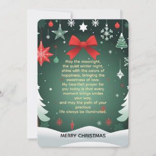 Festive Christmas Red Bow, Snowflakes & Winter Holiday Card