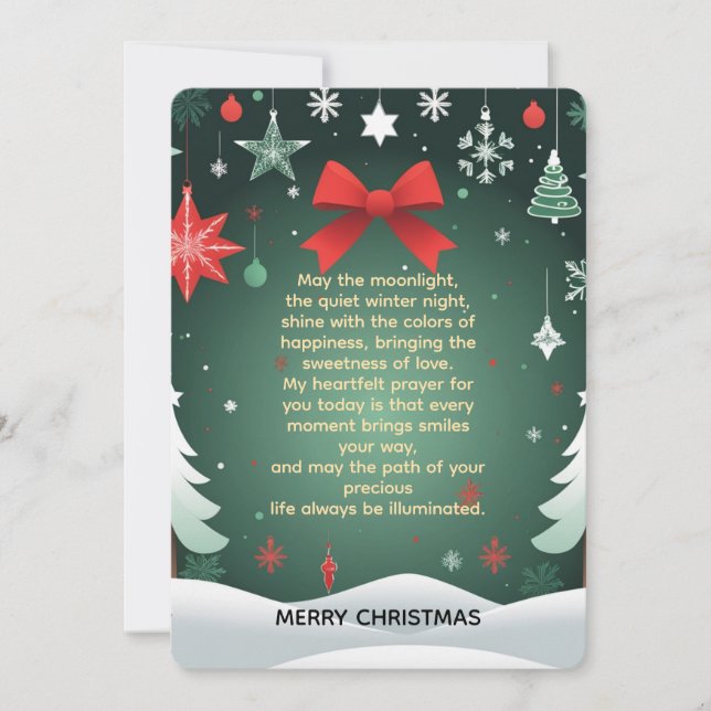 Festive Christmas Red Bow, Snowflakes & Winter  Holiday Card (Front)