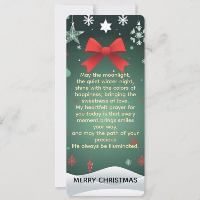 Festive Christmas Red Bow, Snowflakes & Winter  Holiday Card (Front)