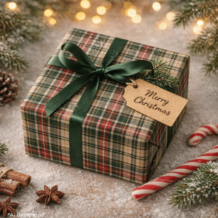 Festive Christmas Red Green Classic Tartan Plaid Wrapping Paper