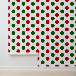 Festive Christmas red green polka dots pattern  Wallpaper