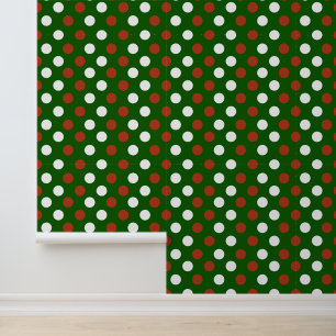Festive Christmas red green polka dots  Wallpaper