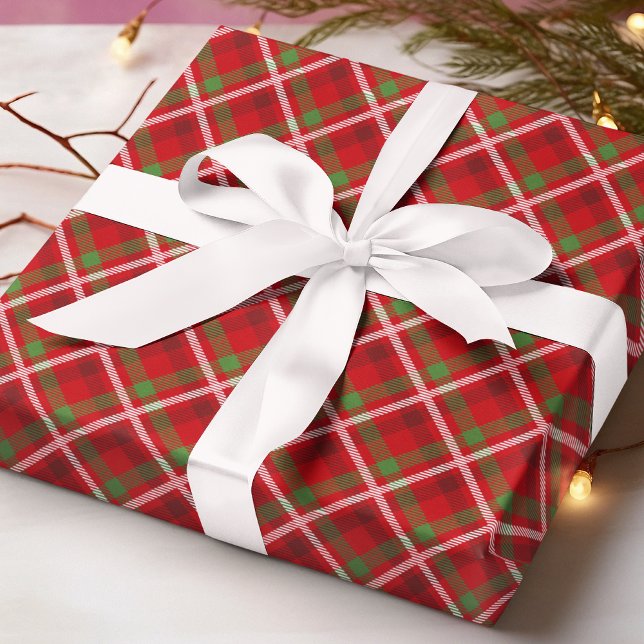 Festive Christmas Red Green Tartan Plaid Wrapping Paper (Creator Uploaded)
