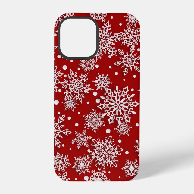 festive Christmas red snowflake pattern iPhone Case (Back)