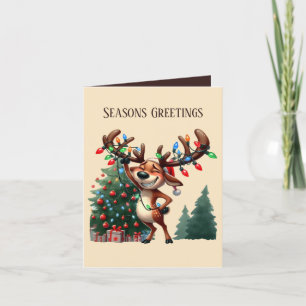 Festive Christmas reindeer add text  Holiday Card