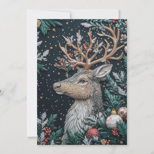 Festive Christmas Reindeer Greeting Card (Front)