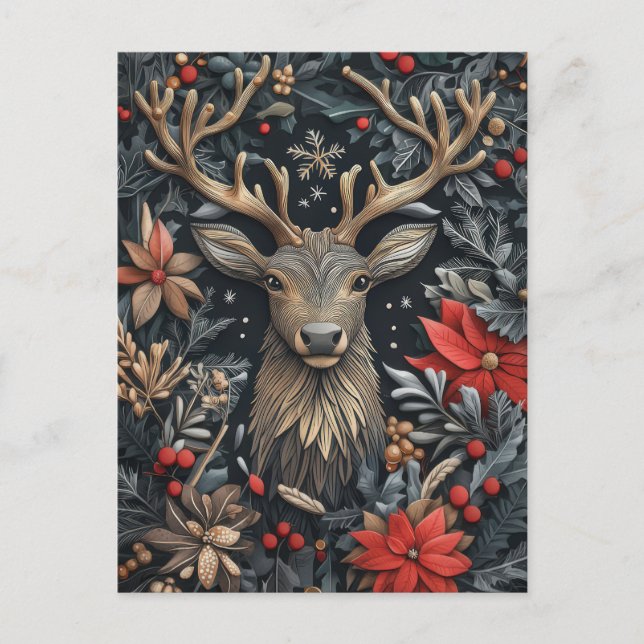 Festive Christmas Reindeer Greeting Card (Front)