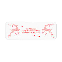 Festive Christmas Reindeer Modern Red Swirls Stars