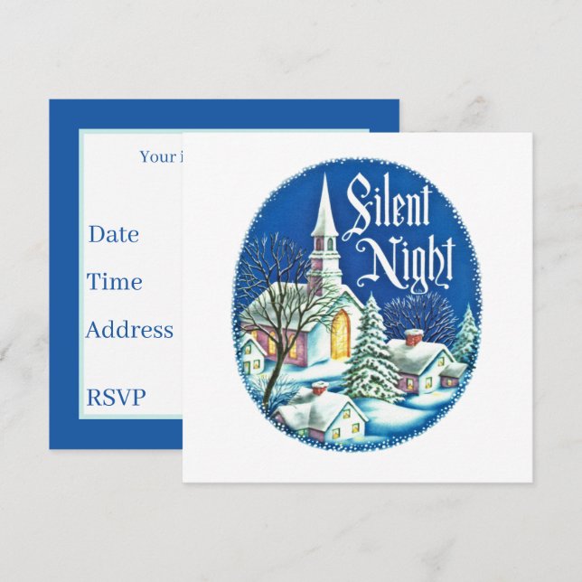 festive Christmas retro vintage Church party  Invitation (Front/Back)