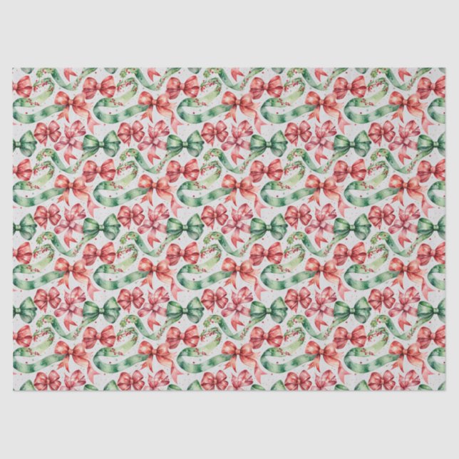 Festive Christmas Ribbon in Watercolor Tissue Paper (Front)