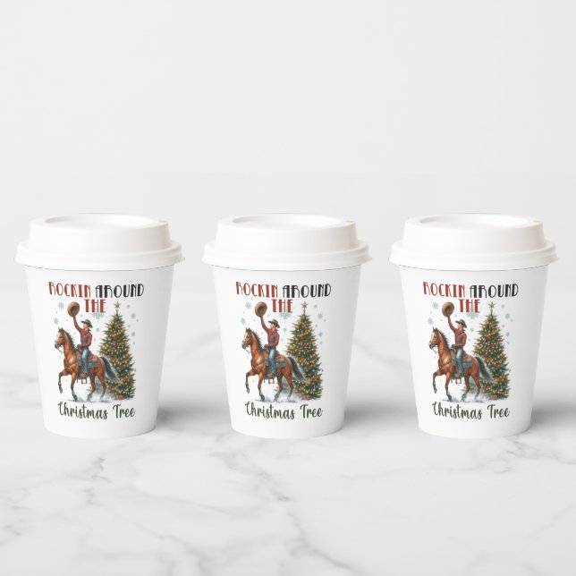 Festive Christmas rocking cowboy party Paper Cups (Multi)